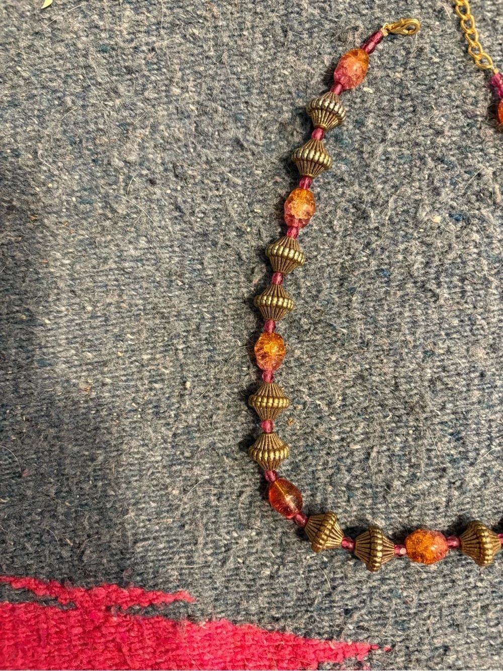 Beaded Necklace Brown & Gold Like New - Picture 2 of 2
